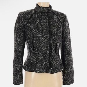 Sandro Sportwear Tweed Boucle Nubby Knit Sweater Jacket Size XL